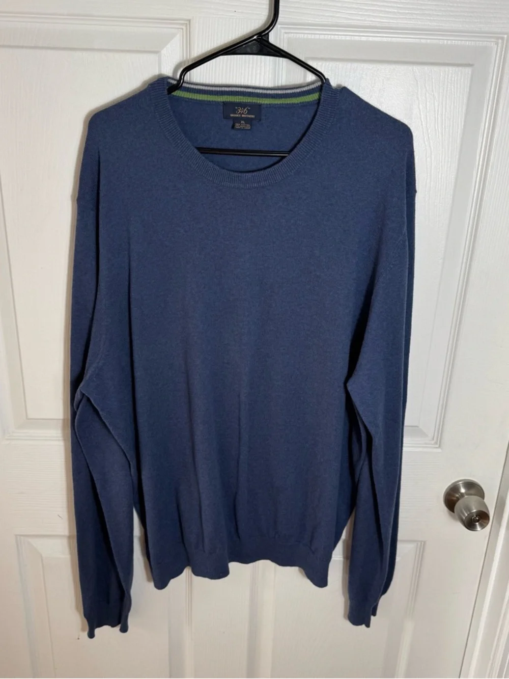 Brooks Brothers 346 Men's XL Cotton Cashmere Sweater Blue Crewneck Lightweight